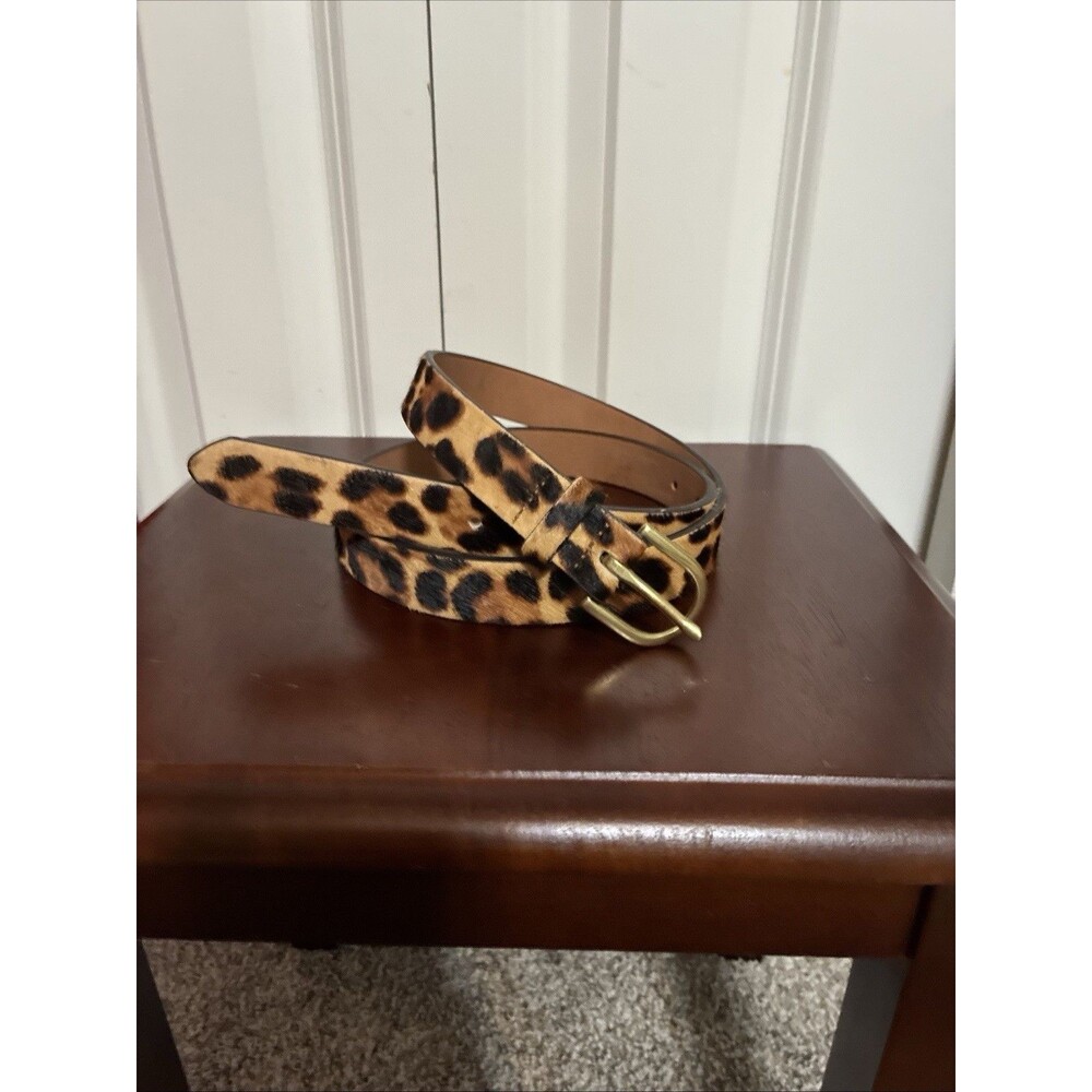 J. Crew, Calf Hair Belt In Leopard Leather S/M 41” $70 - Picture 2 of 8